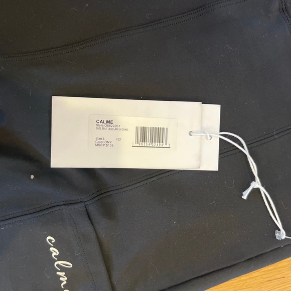 NWT Women's Calme Ease Split Leg Flare Black Leggings SZ L - Picture 5 of 6